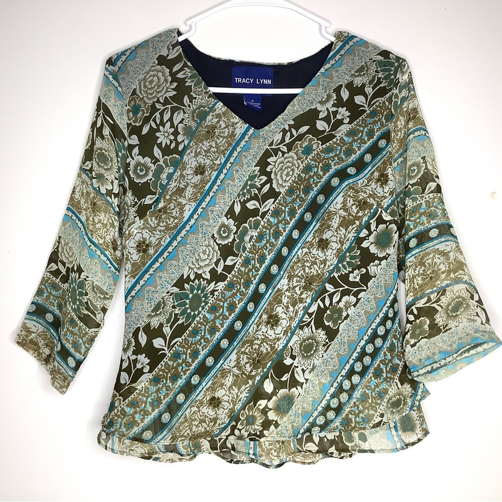 < Y2K Tracy Lynn Floral Boho Blouse >